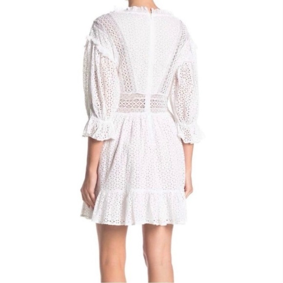 ANTHROPOLOGY LOVE SAM Dress Boho Eyelet Lace Ruffle White Size Medium Like new - Picture 6 of 13
